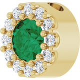 14K Yellow Lab-Grown Emerald & .08 CT Natural Diamond Halo-Style Pendant