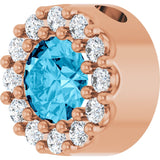 14K Rose Natural Aquamarine & .08 CT Natural Diamond Halo-Style Pendant