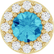 14K Yellow Natural Blue Zircon & .08 CT Natural Diamond Halo-Style Pendant