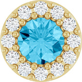 14K Yellow Gold Natural Aquamarine & .08 CTW Natural Diamond Halo-Style Pendant
