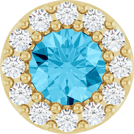 14K Yellow Gold Natural Aquamarine & .08 CTW Natural Diamond Halo-Style Pendant