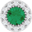 14K White Natural Emerald & .08 CT Natural Diamond Halo-Style Pendant