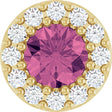 14K Yellow Natural Pink Tourmaline & .08 CT Natural Diamond Halo-Style Pendant