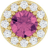 14K Yellow Natural Pink Tourmaline & .08 CT Natural Diamond Halo-Style Pendant