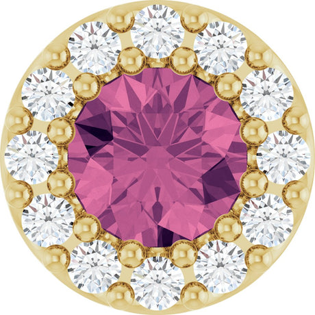 14K Yellow Natural Pink Tourmaline & .08 CT Natural Diamond Halo-Style Pendant