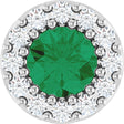 14K White Gold Natural Emerald & .08 CTW Natural Diamond Halo-Style Pendant