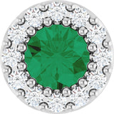 14K White Gold Natural Emerald & .08 CTW Natural Diamond Halo-Style Pendant