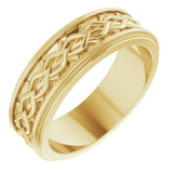 14K Yellow Gold 7 mm Double Stepped-Edge Sculptural Flat Band Size 11