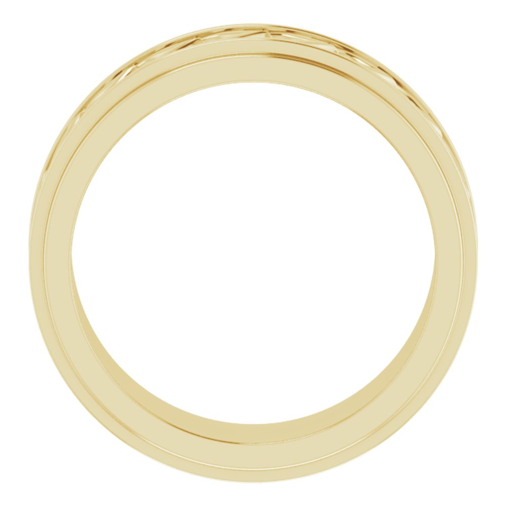 14K Yellow Gold 7 mm Double Stepped-Edge Sculptural Flat Band Size 9