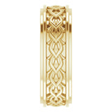 14K Yellow Gold 7 mm Double Stepped-Edge Sculptural Flat Band Size 9