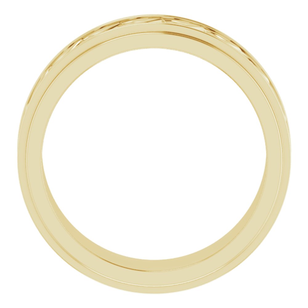 14K Yellow Gold 7 mm Double Stepped-Edge Sculptural Flat Band Size 10.5