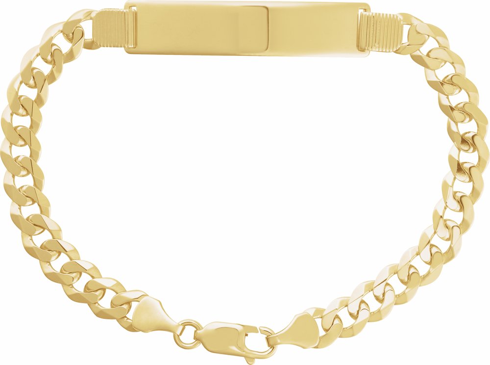 14K Yellow Gold Curb Identification 8" Bracelet