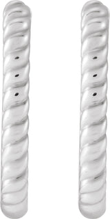 Sterling Silver Elongated Oval 20 mm Rope Hoop Earrings