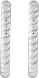 14K White Gold Elongated Oval 20 mm Rope Hoop Earrings