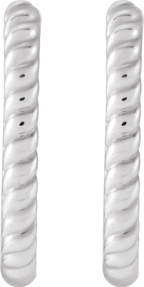 14K White Gold Elongated Oval 20 mm Rope Hoop Earrings