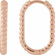 14K Rose Elongated Oval 20 mm Rope Hoop Earrings