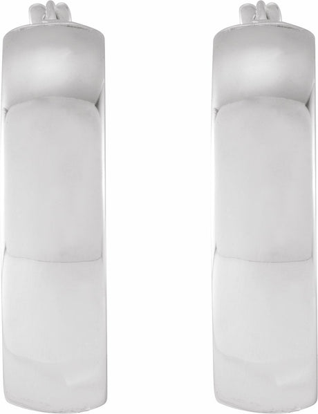14K White 20 mm Tube Hoop Earrings