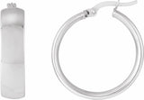 14K White Gold 20 mm Tube Hoop Earrings