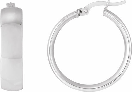 14K White Gold 20 mm Tube Hoop Earrings