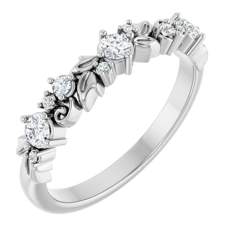14K White Gold 1/4 CTW Lab-Grown Diamond Floral Inspired Anniversary Band