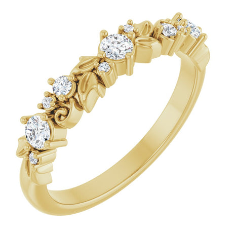 14K Yellow Gold 1/4 CTW Natural Diamond Floral Inspired Anniversary Band