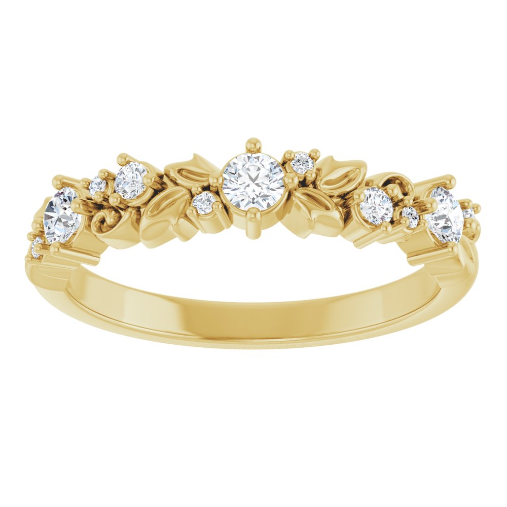 14K Yellow Gold 1/4 CTW Natural Diamond Floral Inspired Anniversary Band