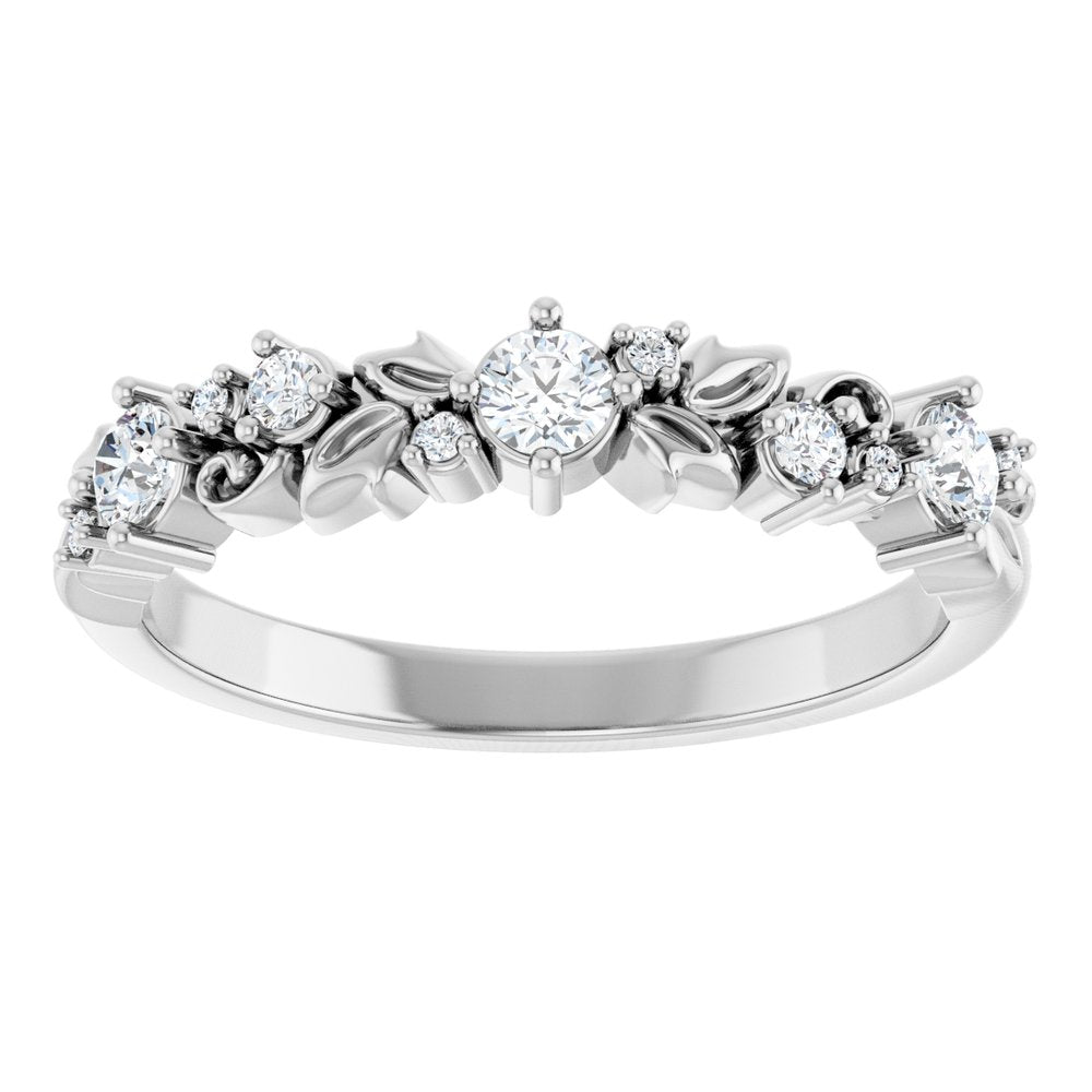 14K White Gold 1/4 CTW Lab-Grown Diamond Floral Inspired Anniversary Band