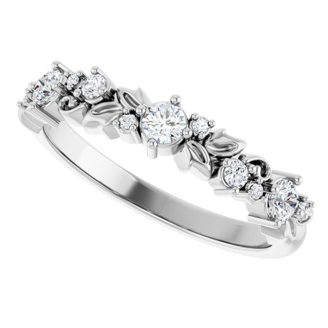 14K White Gold 1/4 CTW Lab-Grown Diamond Floral Inspired Anniversary Band