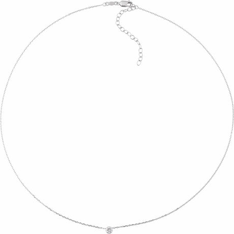 14K White 1/4 CTW Natural Diamond Ultra-Lightweight 16-18" Necklace