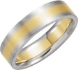 14K White/Yellow 6 mm Flat Band with Satin Finish Size 8.5