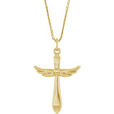 14K Yellow Gold Angel Wings Heart Cross 18" Necklace