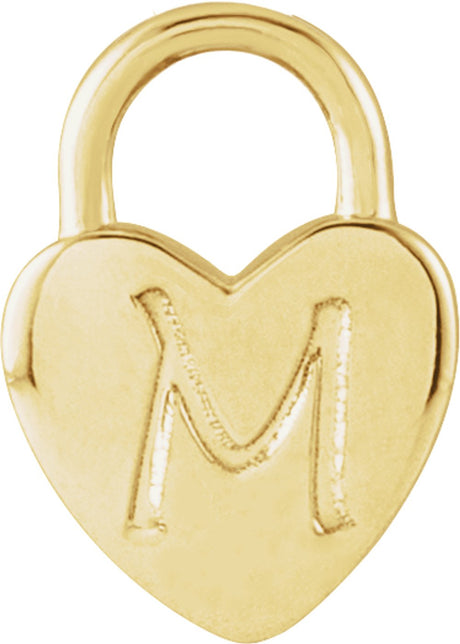 14K Yellow Gold Engravable Heart Lock Pendant