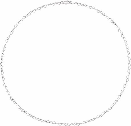 14K White Gold 3.2 mm Heart Cable 7" Chain