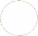 14K Rose 3.2 mm Heart Cable 7" Chain