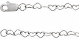 14K White Gold 3.2 mm Heart 16" Chain