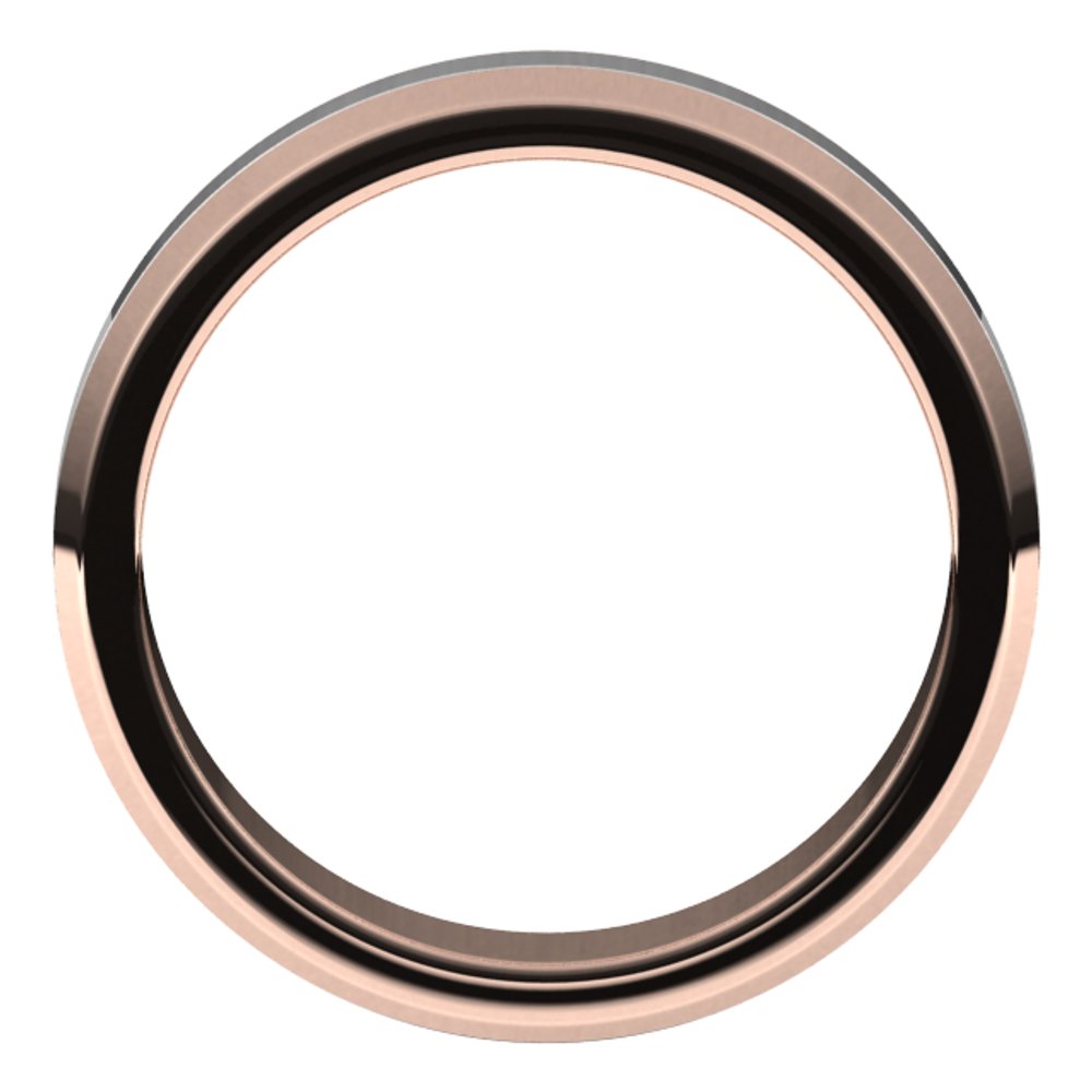 14K Rose/White 5 mm Beveled-Edge Flat Band Size 8.5