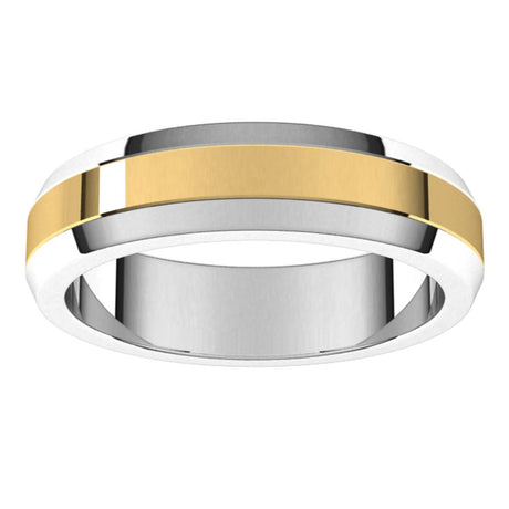 14K White/Yellow 5 mm Beveled Edge Band Size 11