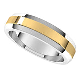 14K White/Yellow 5 mm Beveled Edge Band Size 11