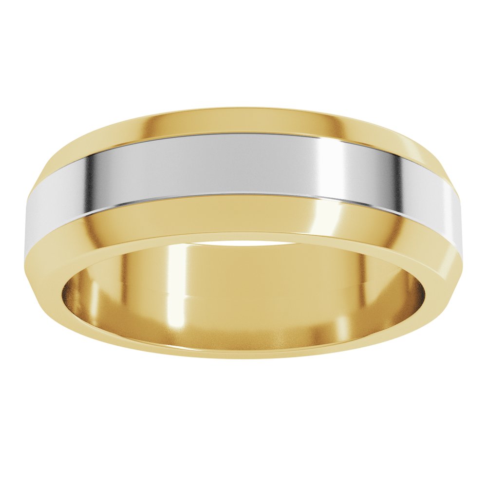14K Yellow/White 6 mm Beveled-Edge Flat Band