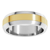 14K White/Yellow 6 mm Beveled-Edge Flat Band