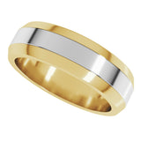 14K Yellow/White 6 mm Beveled Edge Band Size 8