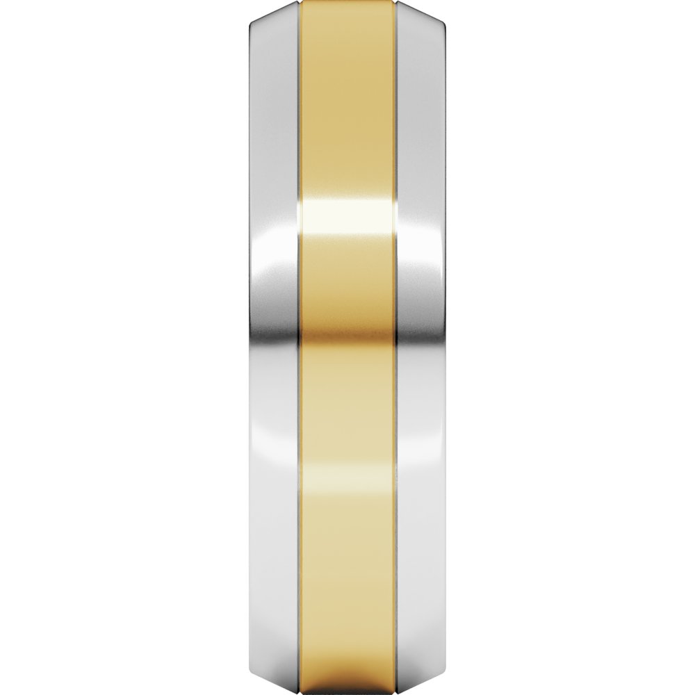 14K White/Yellow 6 mm Beveled Edge Band