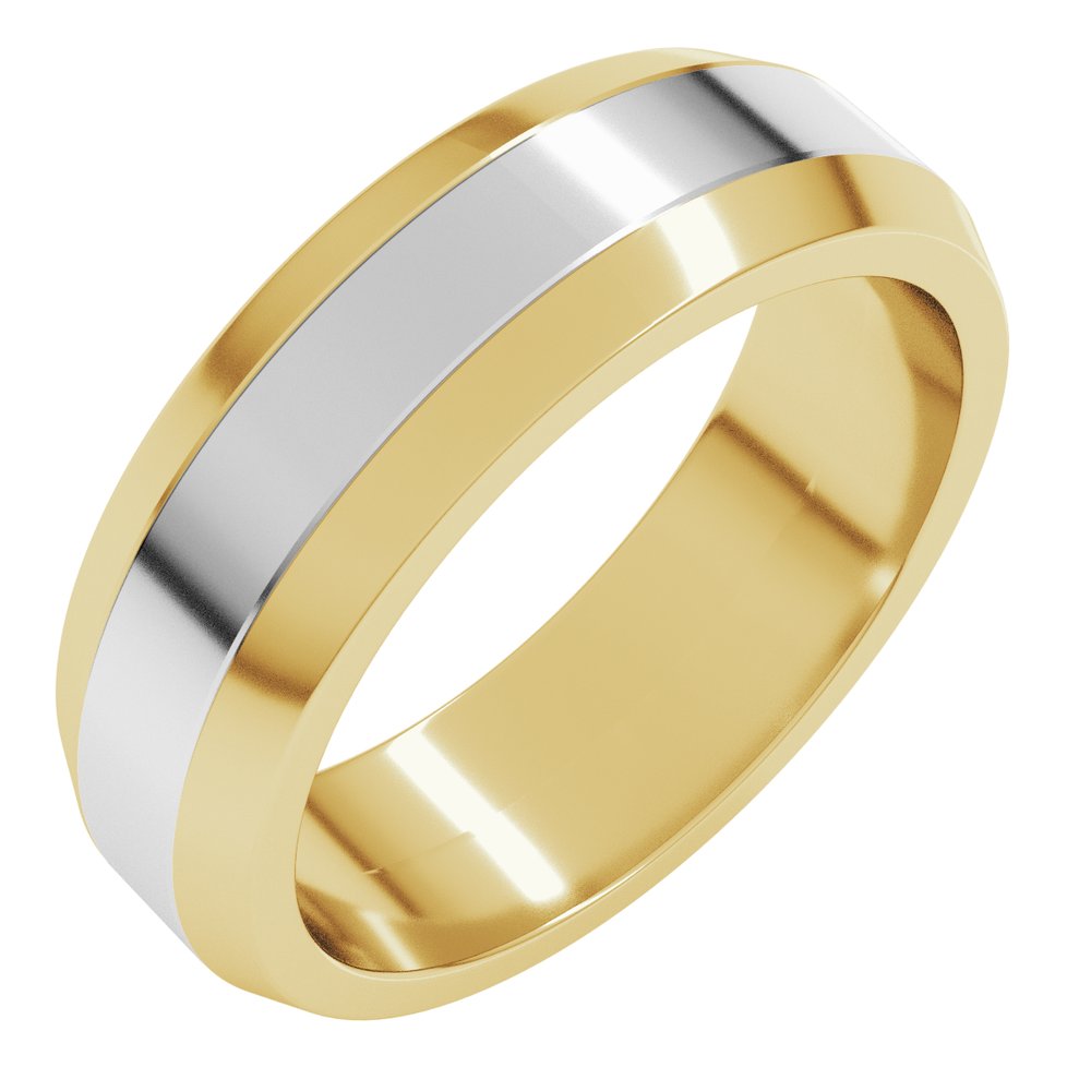 14K Yellow/White 6 mm Beveled-Edge Flat Band Size 10
