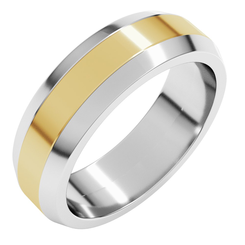 14K White/Yellow 6 mm Beveled-Edge Flat Band Size 10
