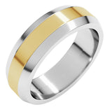 14K White/Yellow 6 mm Beveled Edge Band Size 5.5 