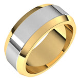 14K Yellow/White 8 mm Beveled-Edge Flat Band Size 12.5