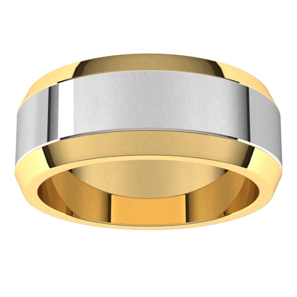 14K Yellow/White 8 mm Beveled-Edge Flat Band Size 12.5