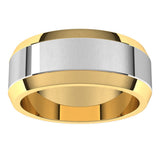 14K Yellow/White 8 mm Beveled-Edge Flat Band Size 12.5