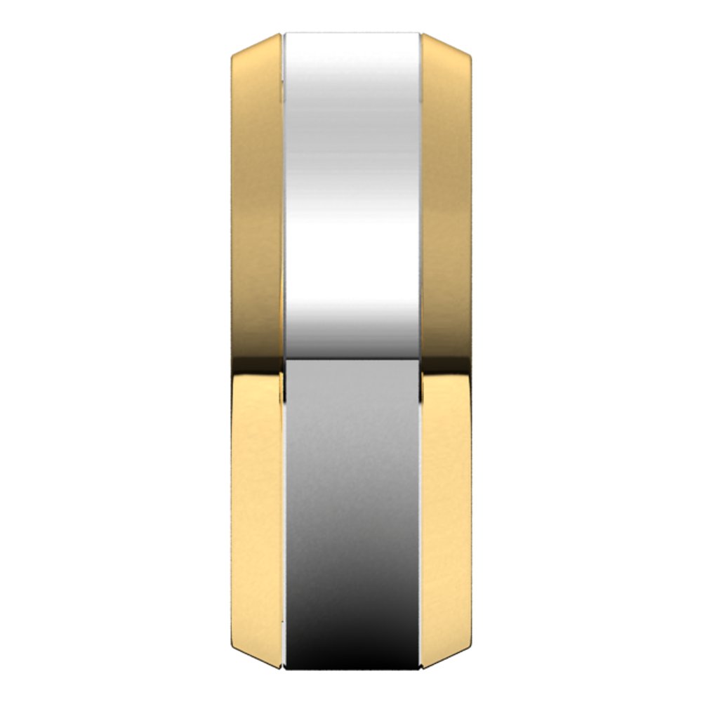 14K Yellow/White 8 mm Beveled-Edge Flat Band Size 12.5