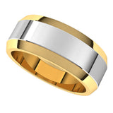 14K Yellow/White 8 mm Beveled-Edge Flat Band Size 12.5